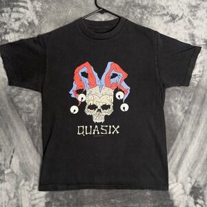 Quasix Graphic T-Shirt Mens Medium Black Jester Skull Vintage 1993 Skateboards